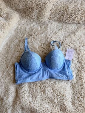 Xhilaration Light Blue Lace Push-Up Bra with Adjustable Straps